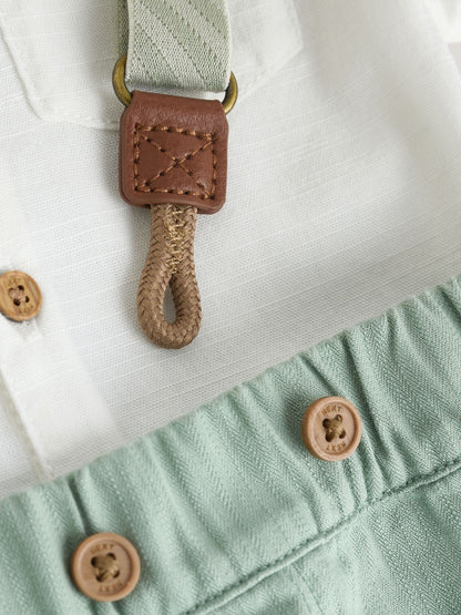 Sage Green Shirt Body Shorts and Braces Baby Set 3 Piece (0mths-2yrs) image 7