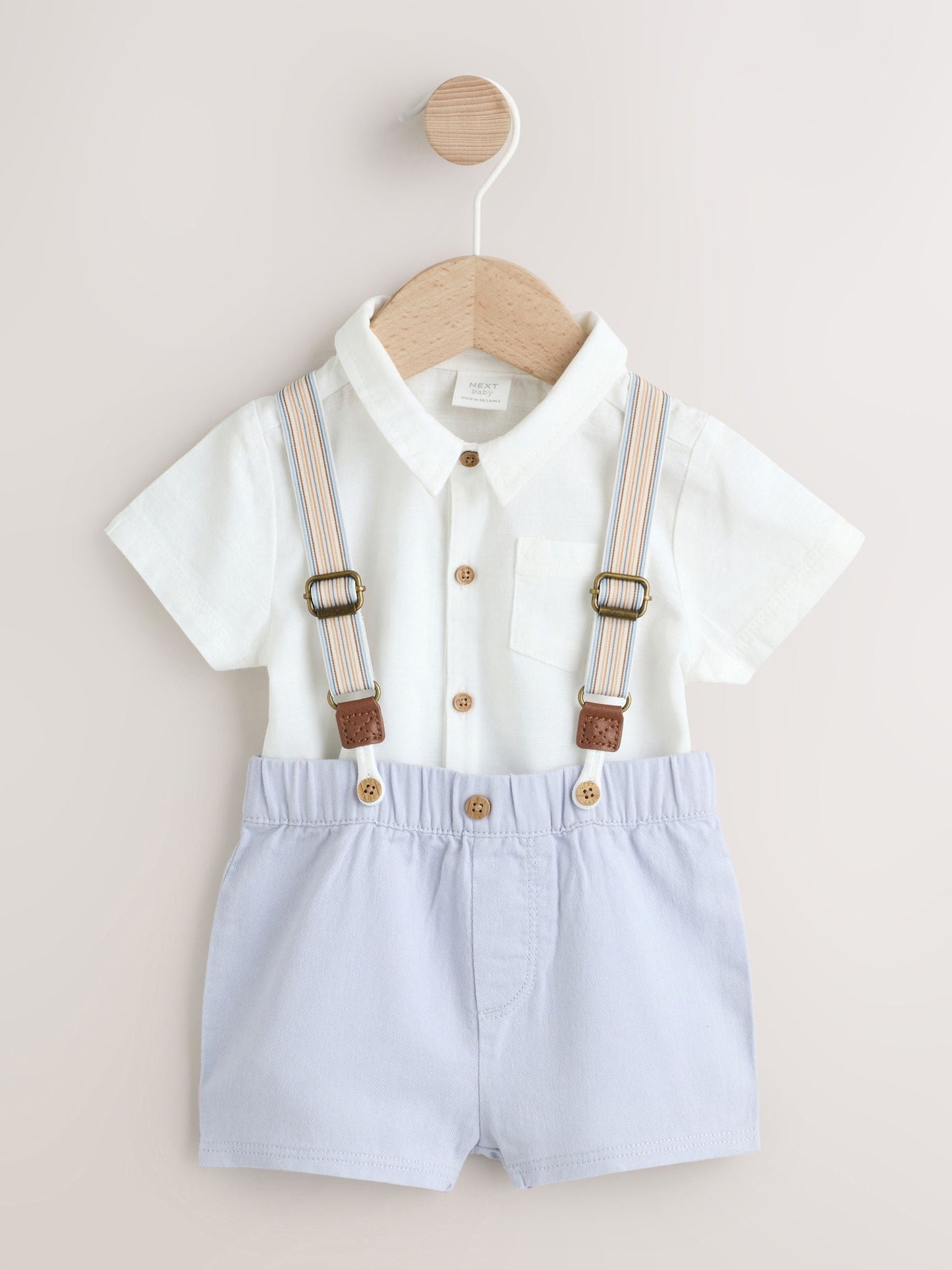 Blue Shirt Body Shorts and Braces Baby Set 3 Piece (0mths-2yrs) image 1