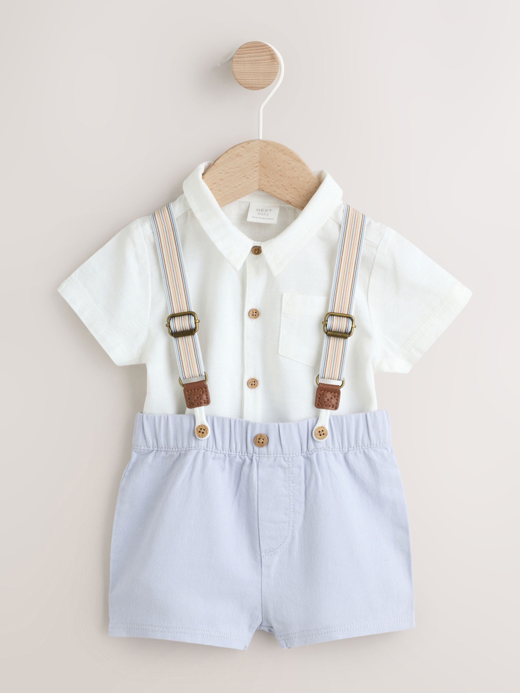 Blue Shirt Body Shorts and Braces Baby Set 3 Piece (0mths-2yrs) image 1