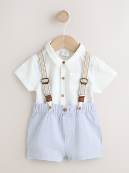 Blue Shirt Body Shorts and Braces Baby Set 3 Piece (0mths-2yrs) image 1