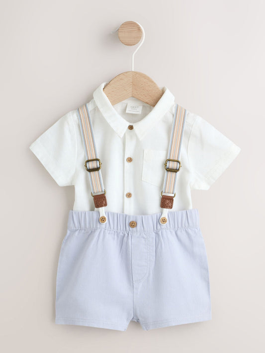 Blue Shirt Body Shorts and Braces Baby Set 3 Piece (0mths-2yrs) image 1