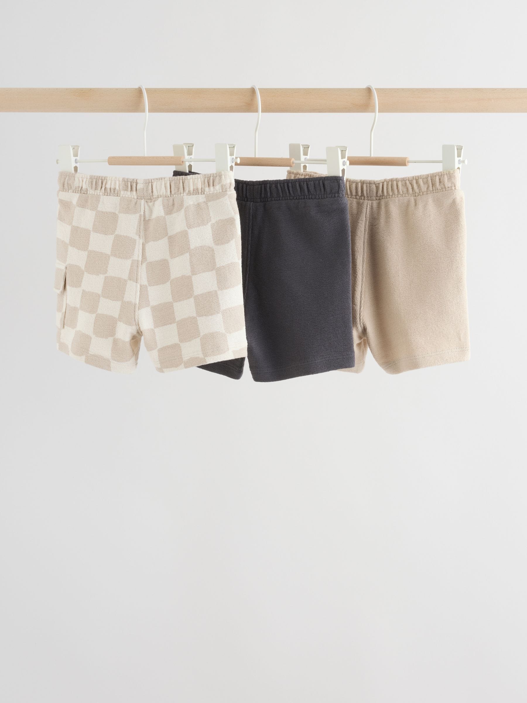 Dsiney Kidz - Grey/Neutral Checkeboard Jersey Baby Shorts 3 Pack (0mths-2yrs) image 5