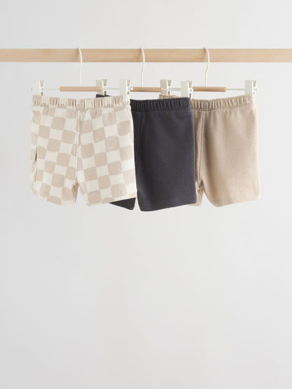 Dsiney Kidz - Grey/Neutral Checkeboard Jersey Baby Shorts 3 Pack (0mths-2yrs) image 5