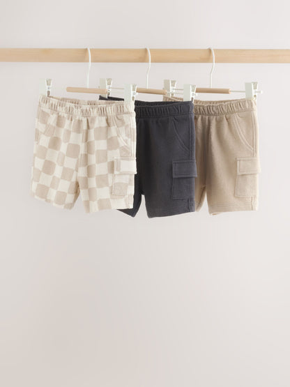 Dsiney Kidz - Grey/Neutral Checkeboard Jersey Baby Shorts 3 Pack (0mths-2yrs) image 1