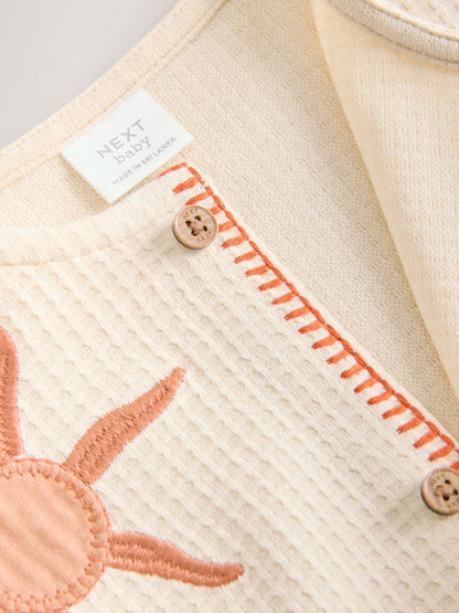 Neutral Palm Print Jersey Waffle Baby Romper (0mths-3yrs) image 5