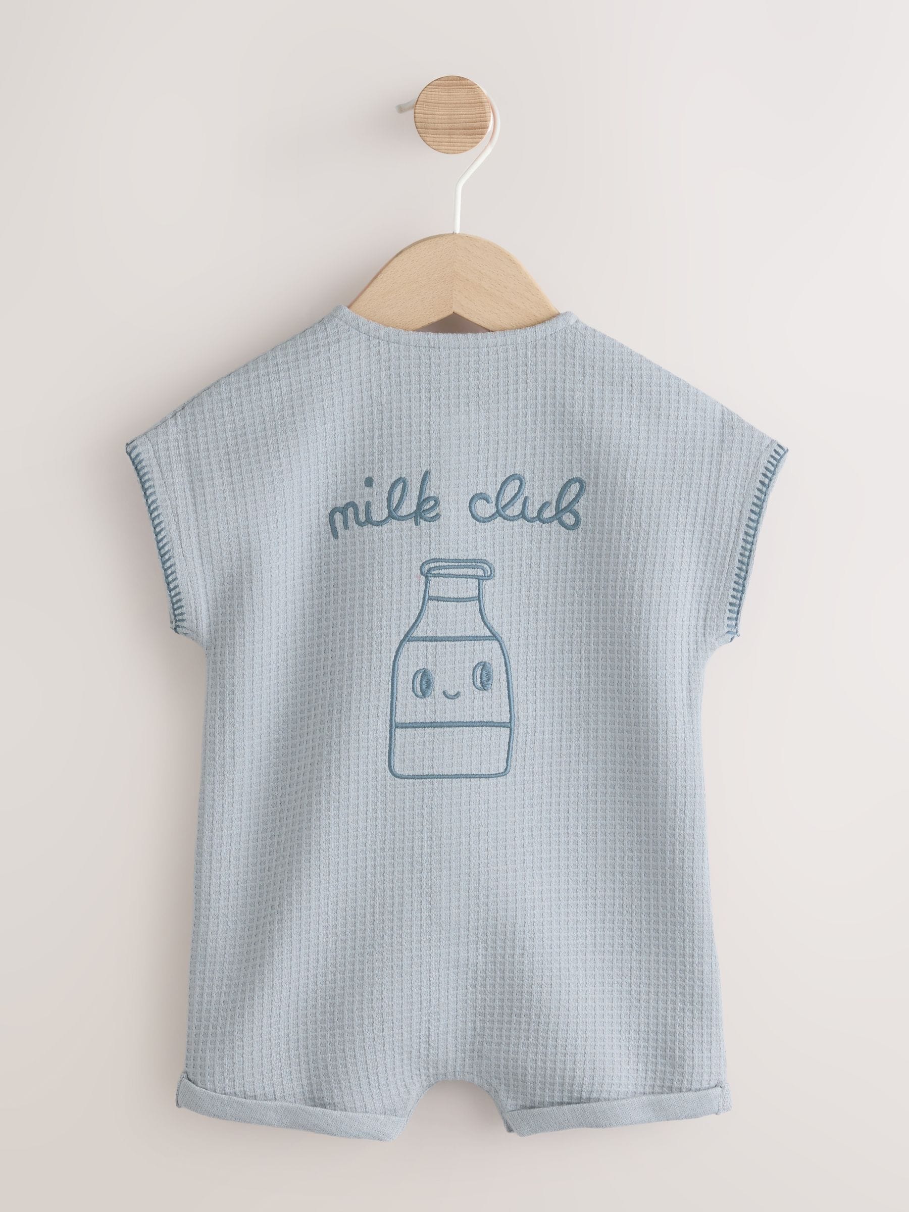 Blue Milk Club Jersey Waffle Baby Romper (0mths-3yrs) image 2