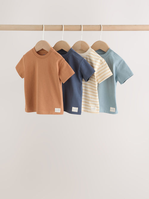 Mineral Blue/ Neutral/ Orange Short Sleeve Baby T-Shirts 4 Pack (0mths-2yrs) image 1