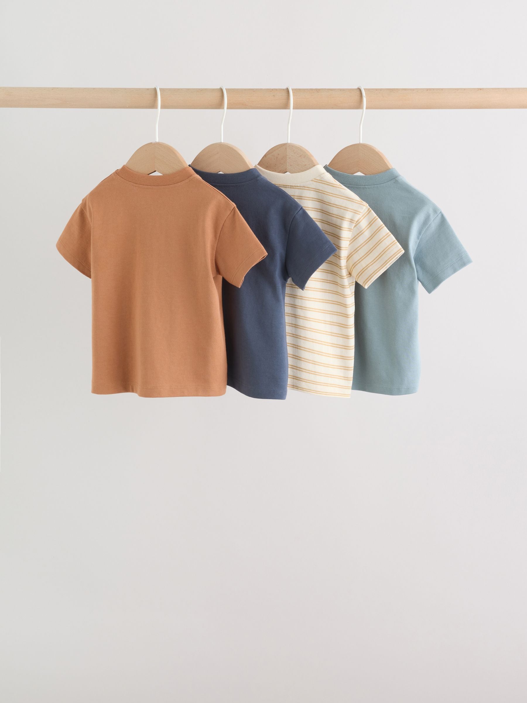 Mineral Blue/ Neutral/ Orange Short Sleeve Baby T-Shirts 4 Pack (0mths-2yrs) image 2