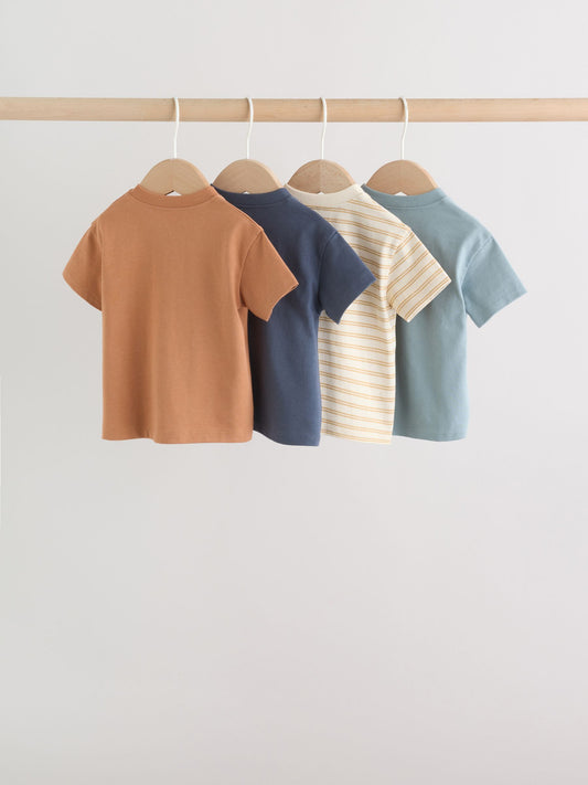 Mineral Blue/ Neutral/ Orange Short Sleeve Baby T-Shirts 4 Pack (0mths-2yrs) image 2
