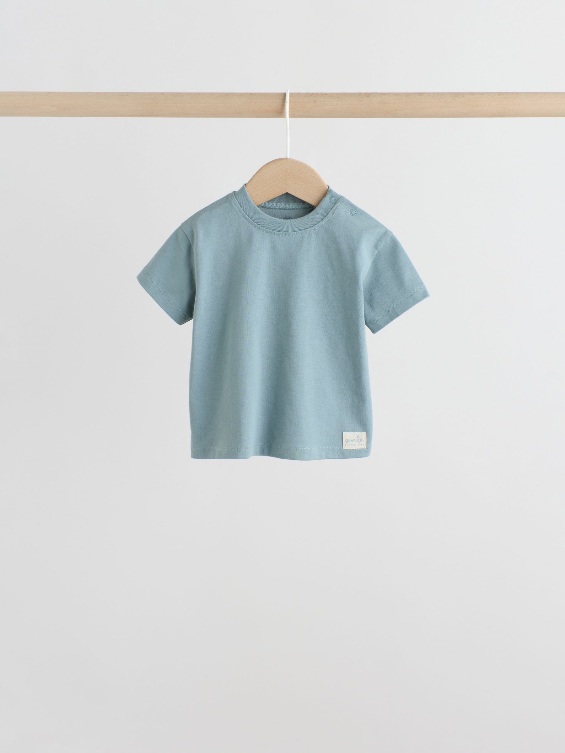 Mineral Blue/ Neutral/ Orange Short Sleeve Baby T-Shirts 4 Pack (0mths-2yrs) image 3