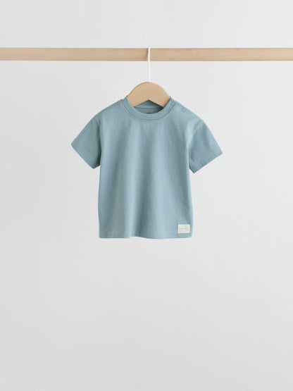 Mineral Blue/ Neutral/ Orange Short Sleeve Baby T-Shirts 4 Pack (0mths-2yrs) image 3