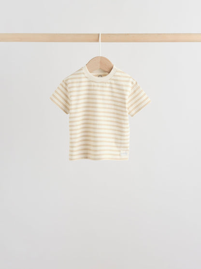 Mineral Blue/ Neutral/ Orange Short Sleeve Baby T-Shirts 4 Pack (0mths-2yrs) image 5