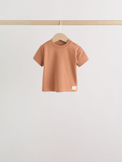 Mineral Blue/ Neutral/ Orange Short Sleeve Baby T-Shirts 4 Pack (0mths-2yrs) image 6