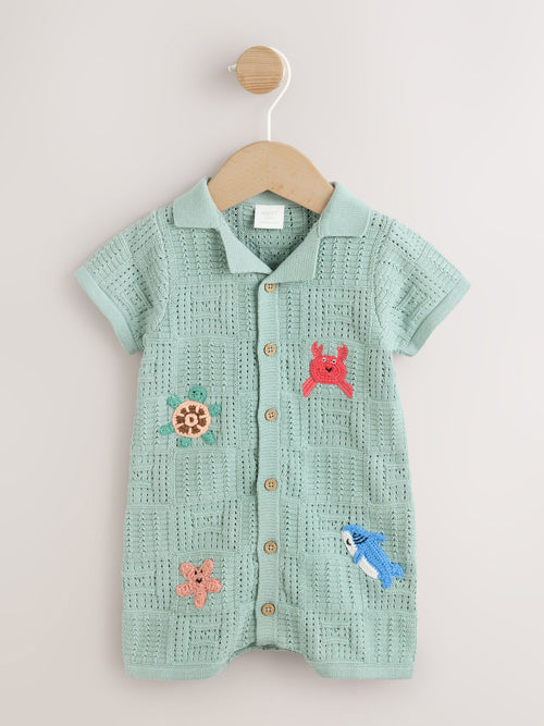 Green Sea Characters Knitted Baby Romper (0mths-3yrs) image 1
