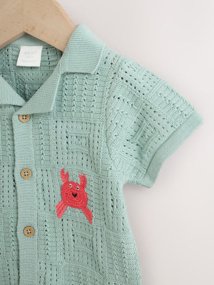 Green Sea Characters Knitted Baby Romper (0mths-3yrs) image 3
