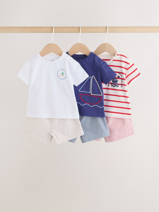 Blue Nautical Tops and Shorts Baby Set 6 Piece (0mths-3yrs) image 1
