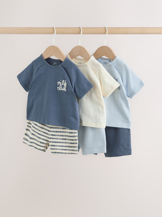 Blue/Ecru Milk Club Tops and Shorts Baby Set 6 Piece (0mths-3yrs) image 1