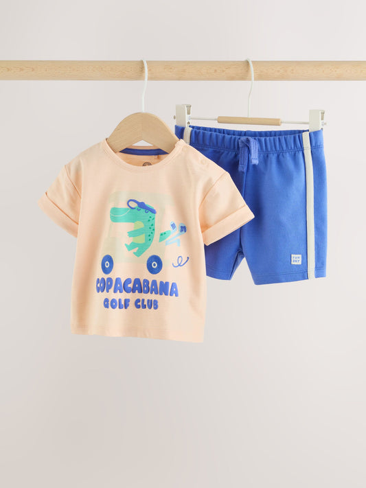 Orange Crocodile Print Top and Shorts Baby Set (0mths-2yrs) image 1