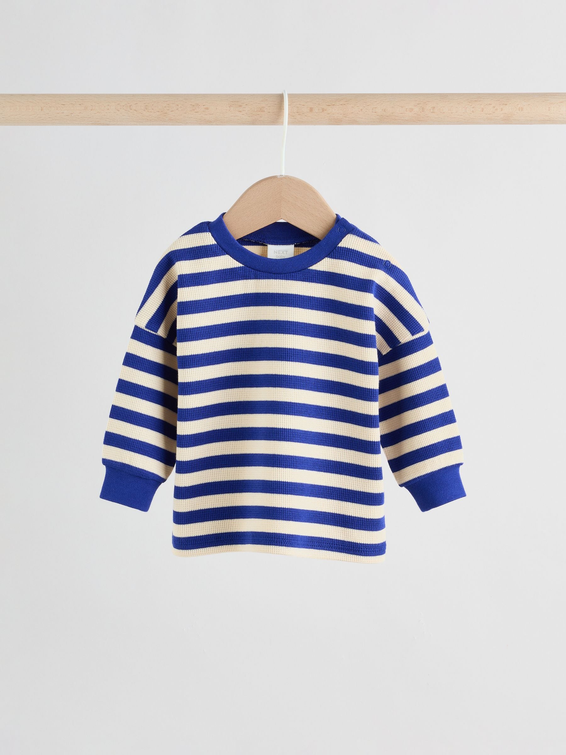 Blue Stripe Long Sleeve Top and Shorts Baby Set (0mths-2yrs) image 3