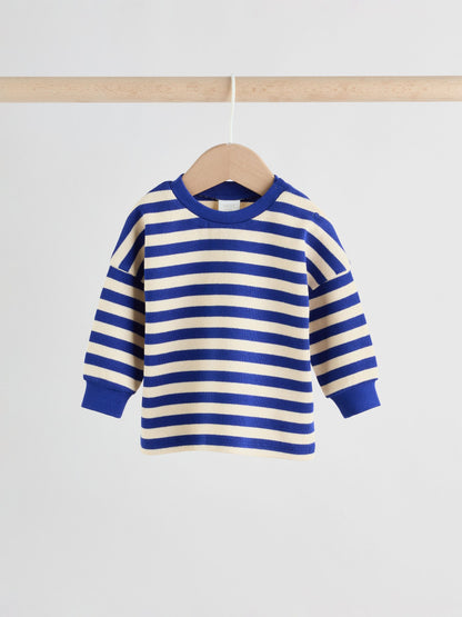 Blue Stripe Long Sleeve Top and Shorts Baby Set (0mths-2yrs) image 3