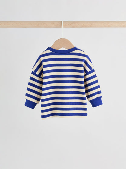 Blue Stripe Long Sleeve Top and Shorts Baby Set (0mths-2yrs) image 5