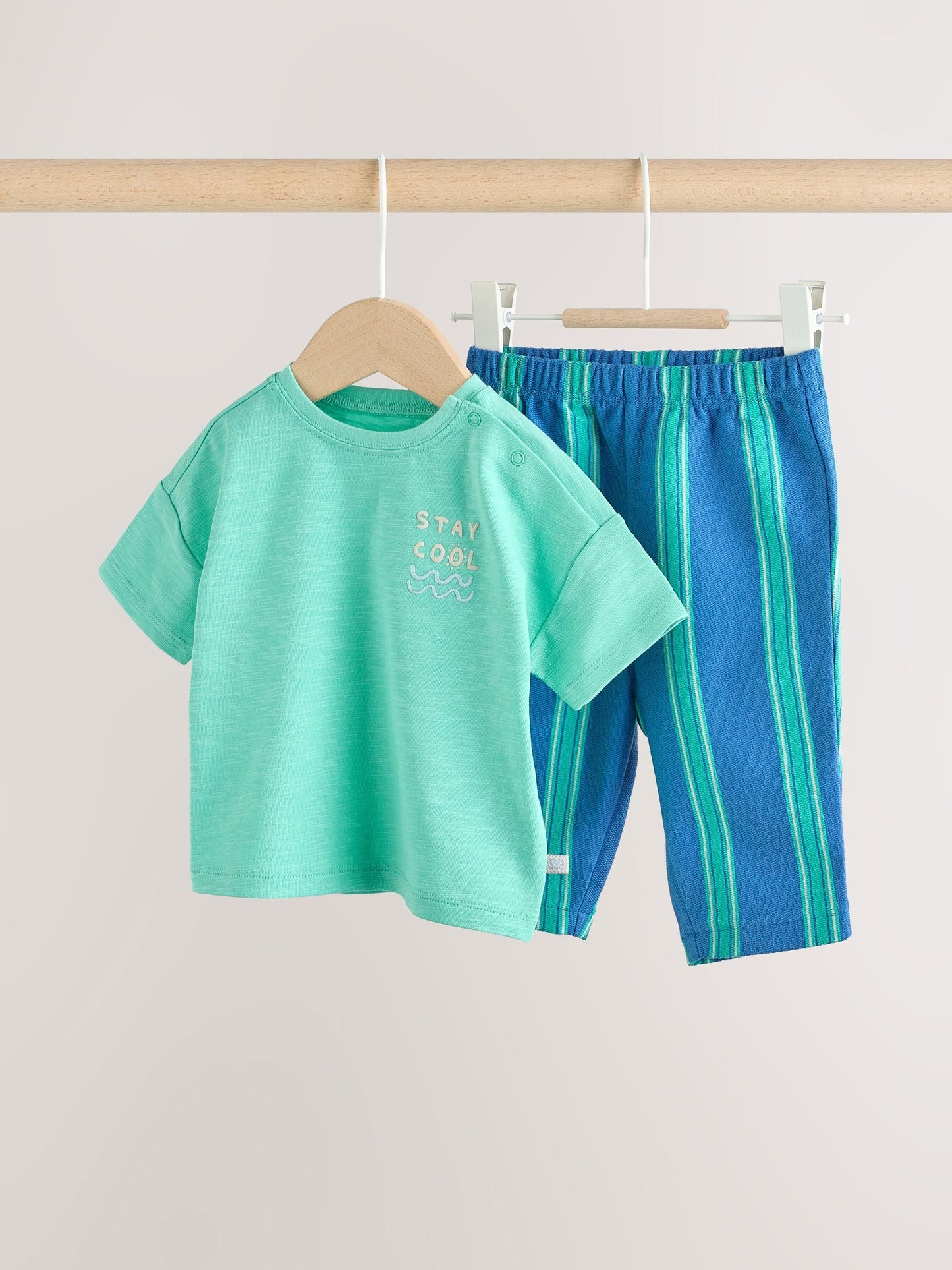 Dsiney Kidz - Green/Blue Stripe Top and Trousers Baby Set (0mths-3yrs) image 4