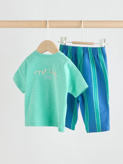 Dsiney Kidz - Green/Blue Stripe Top and Trousers Baby Set (0mths-3yrs) image 5