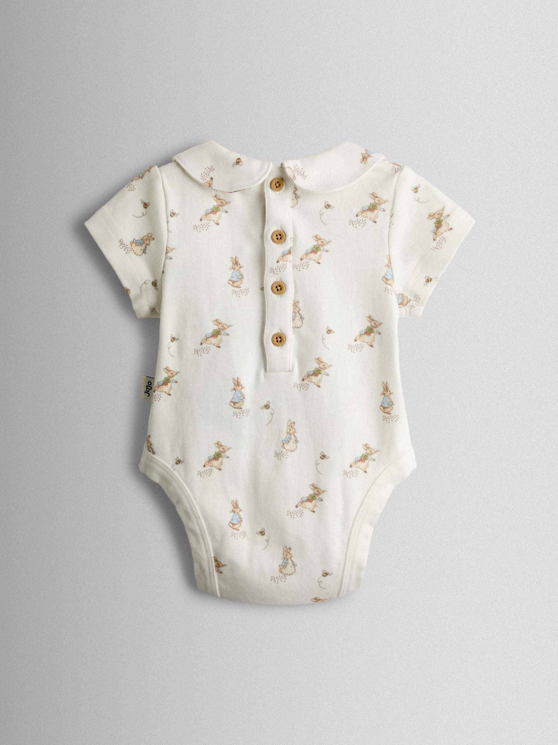 JoJo Maman Bébé Green Peter Rabbit™ Cheesecloth Dungaree & Body Set image 4
