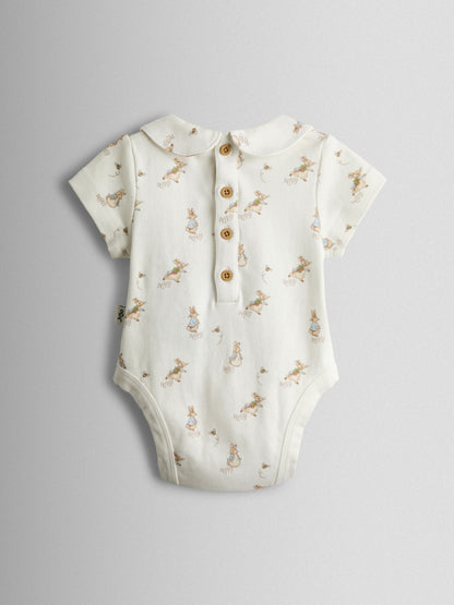 JoJo Maman Bébé Green Peter Rabbit™ Cheesecloth Dungaree & Body Set image 4