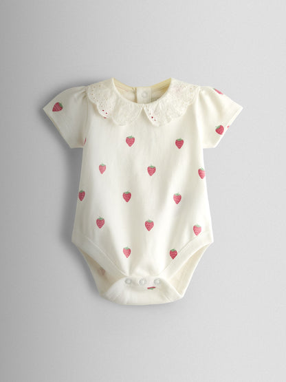 JoJo Maman Bébé Pink Strawberry Dungaree & Body Set image 4