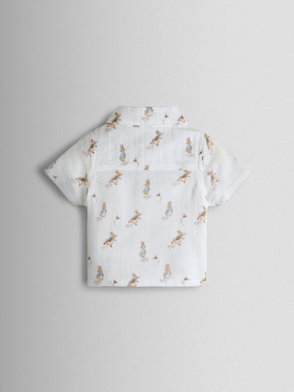 JoJo Maman Bébé Navy Peter Rabbit™ 2-Piece Shirt & Shorts Set image 3