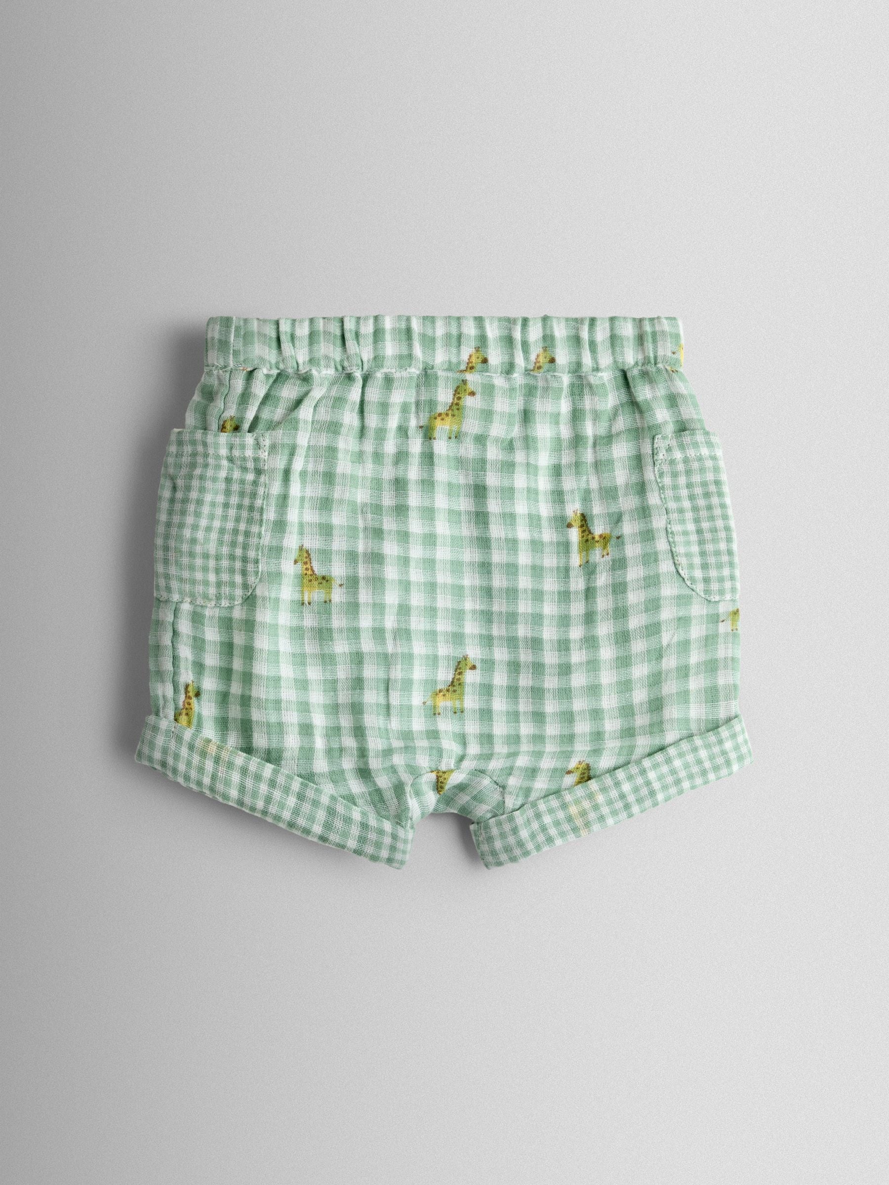JoJo Maman Bébé Cream Safari Gingham Applique Top and Short Set image 4