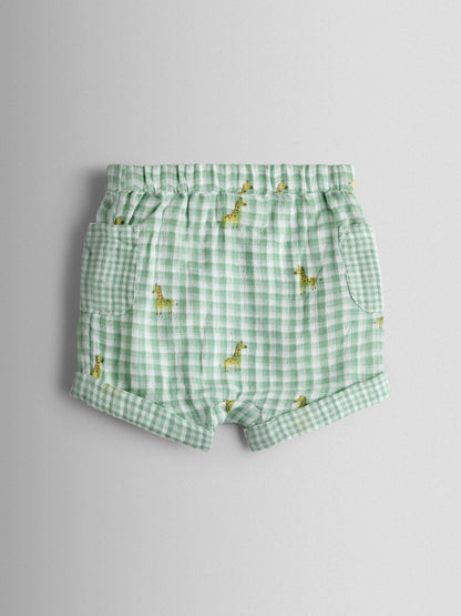 JoJo Maman Bébé Cream Safari Gingham Applique Top and Short Set image 4