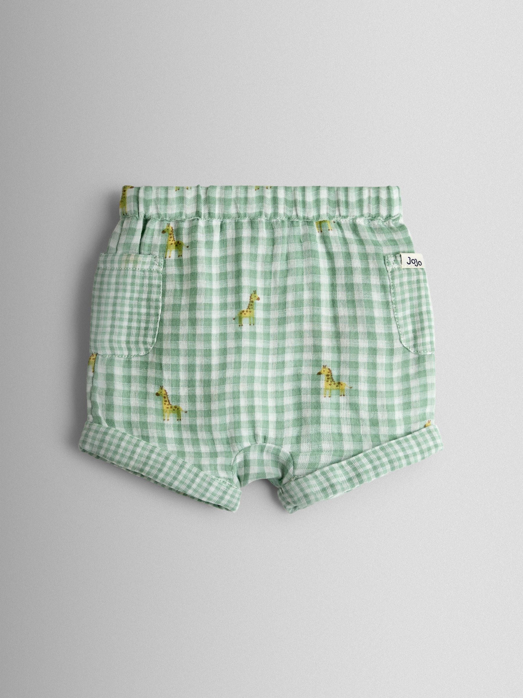 JoJo Maman Bébé Cream Safari Gingham Applique Top and Short Set image 5