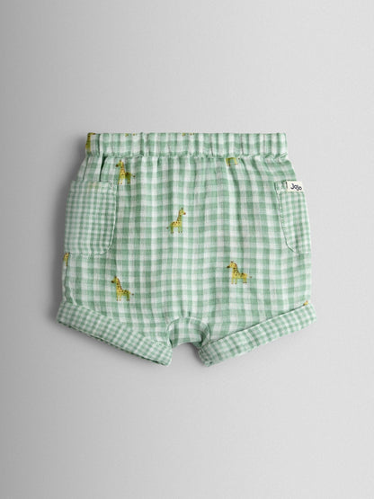 JoJo Maman Bébé Cream Safari Gingham Applique Top and Short Set image 5
