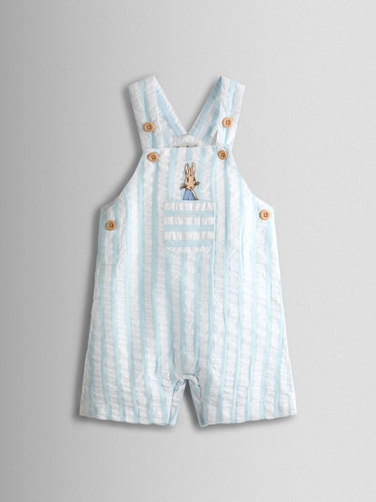 JoJo Maman Bébé Blue Peter Rabbit™ Stripe Dungaree, Body & Hat Set image 5