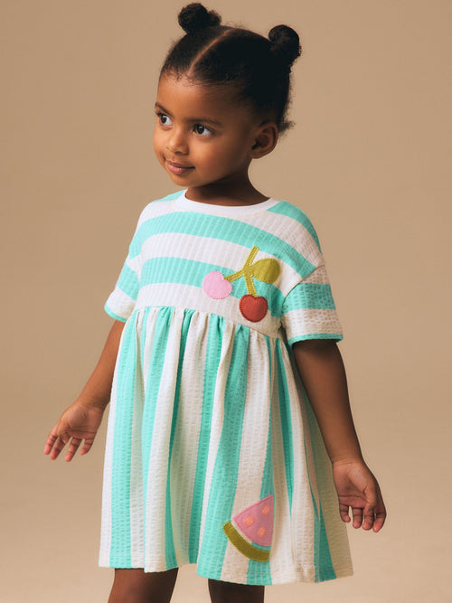 Turquoise Stripe Jersey Dress (3mths-7yrs) image 1