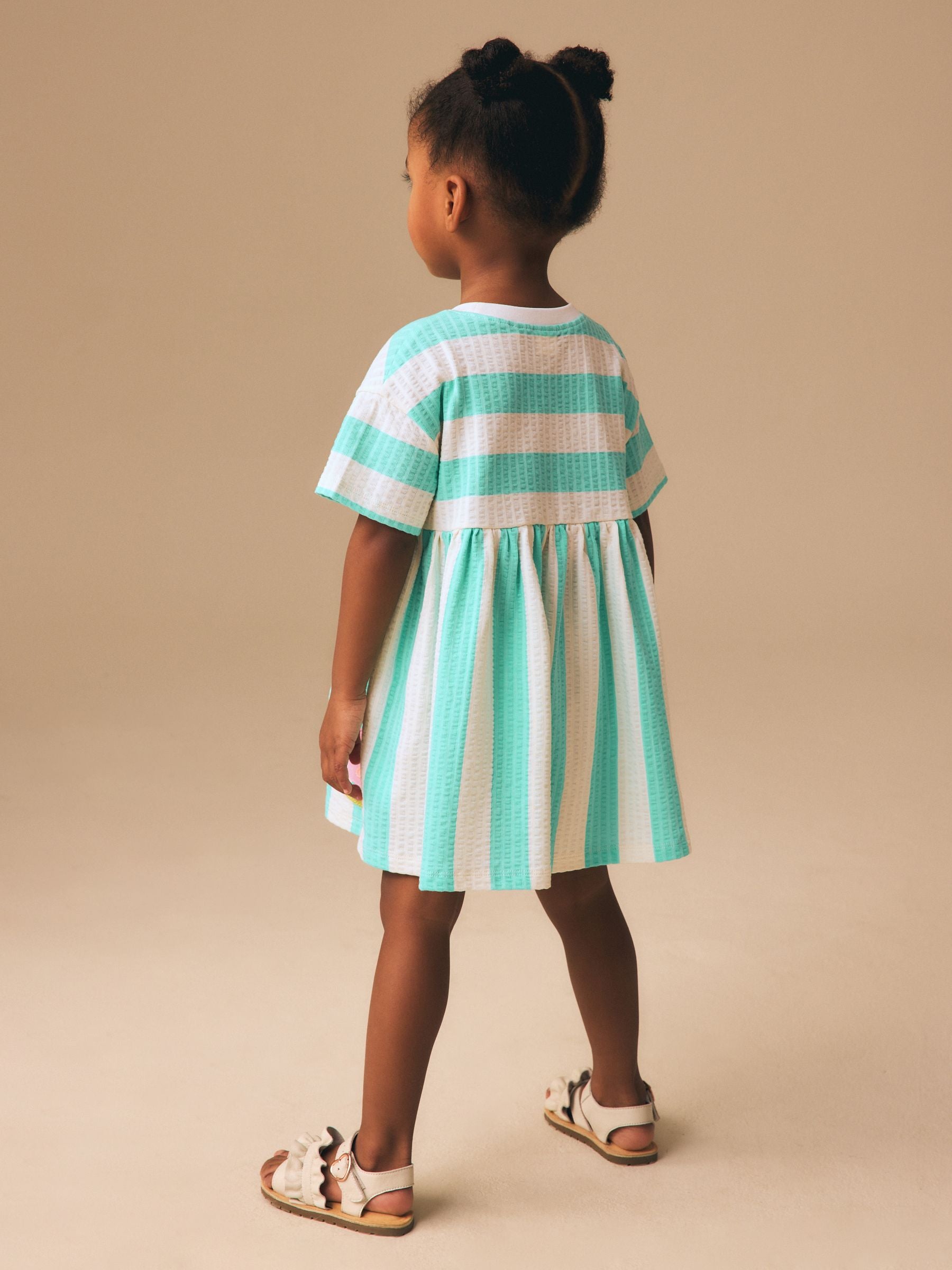 Turquoise Stripe Jersey Dress (3mths-7yrs) image 3