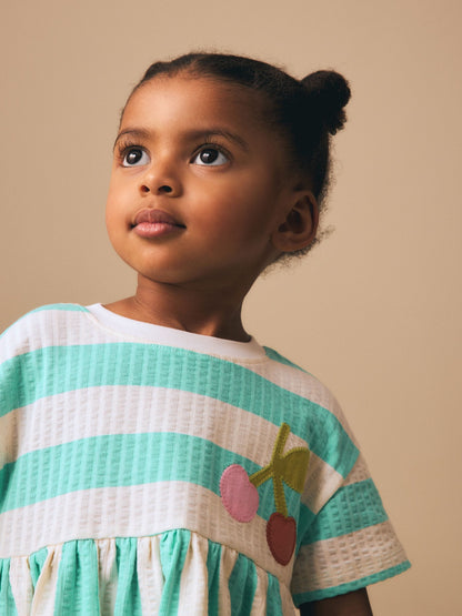 Turquoise Stripe Jersey Dress (3mths-7yrs) image 4
