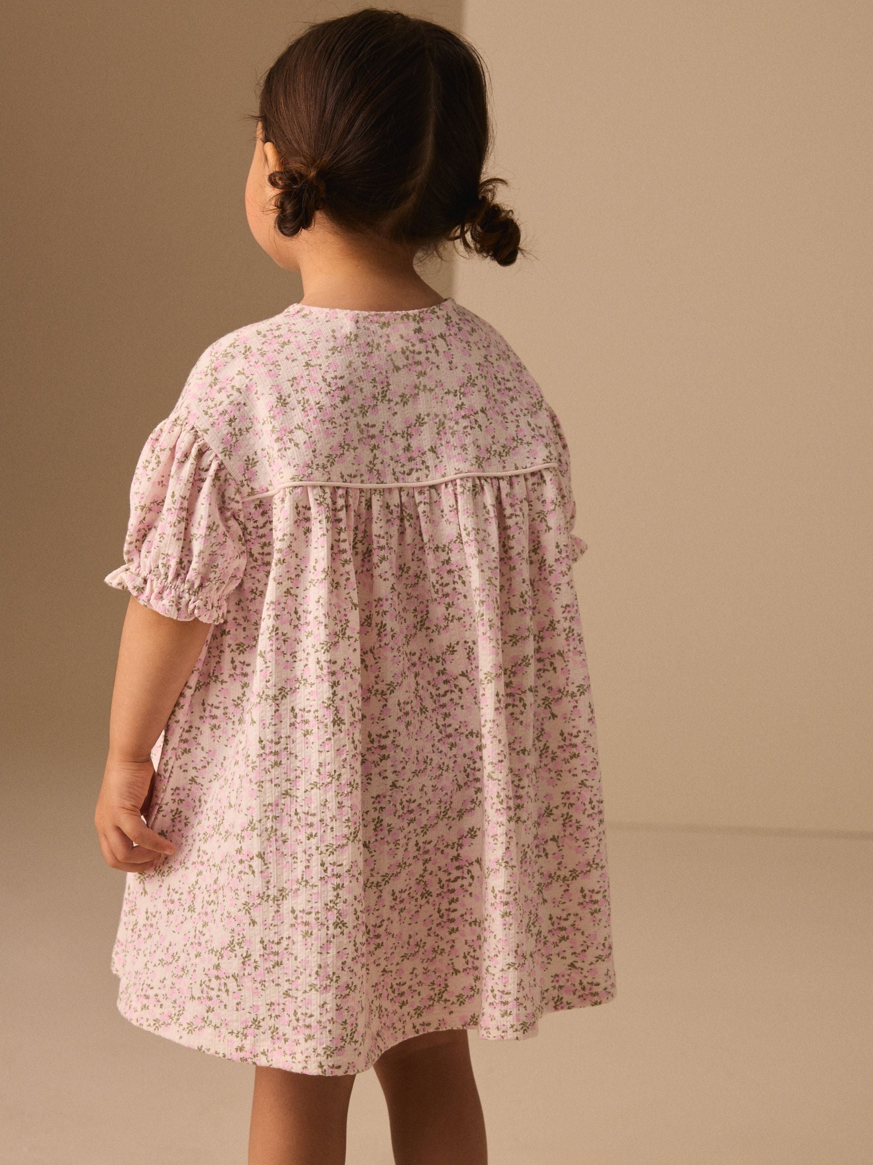 Pink Floral Button Jersey Dress (3mths-7yrs) image 3