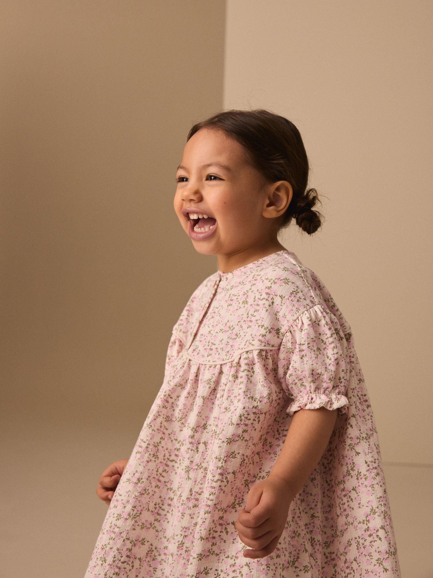 Pink Floral Button Jersey Dress (3mths-7yrs) image 4
