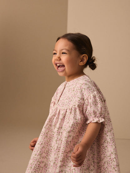 Pink Floral Button Jersey Dress (3mths-7yrs) image 4