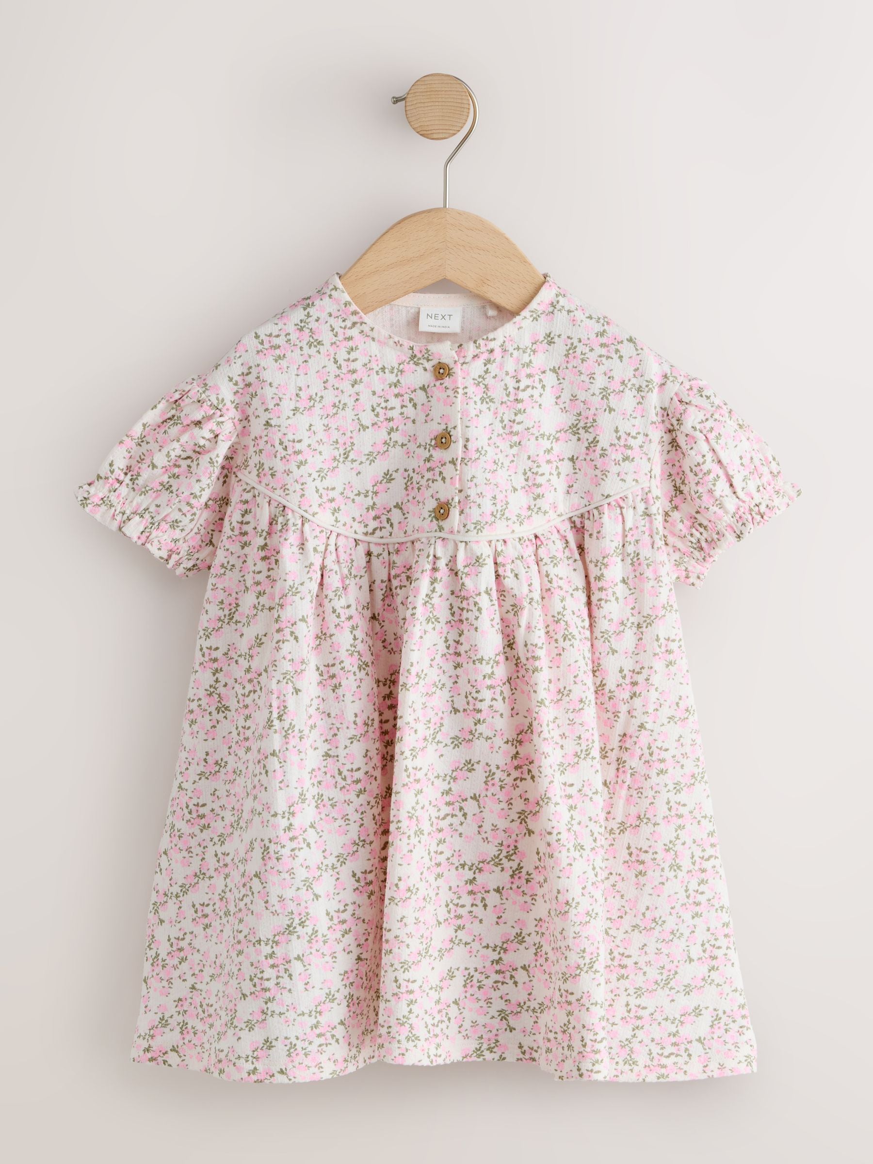 Pink Floral Button Jersey Dress (3mths-7yrs) image 5