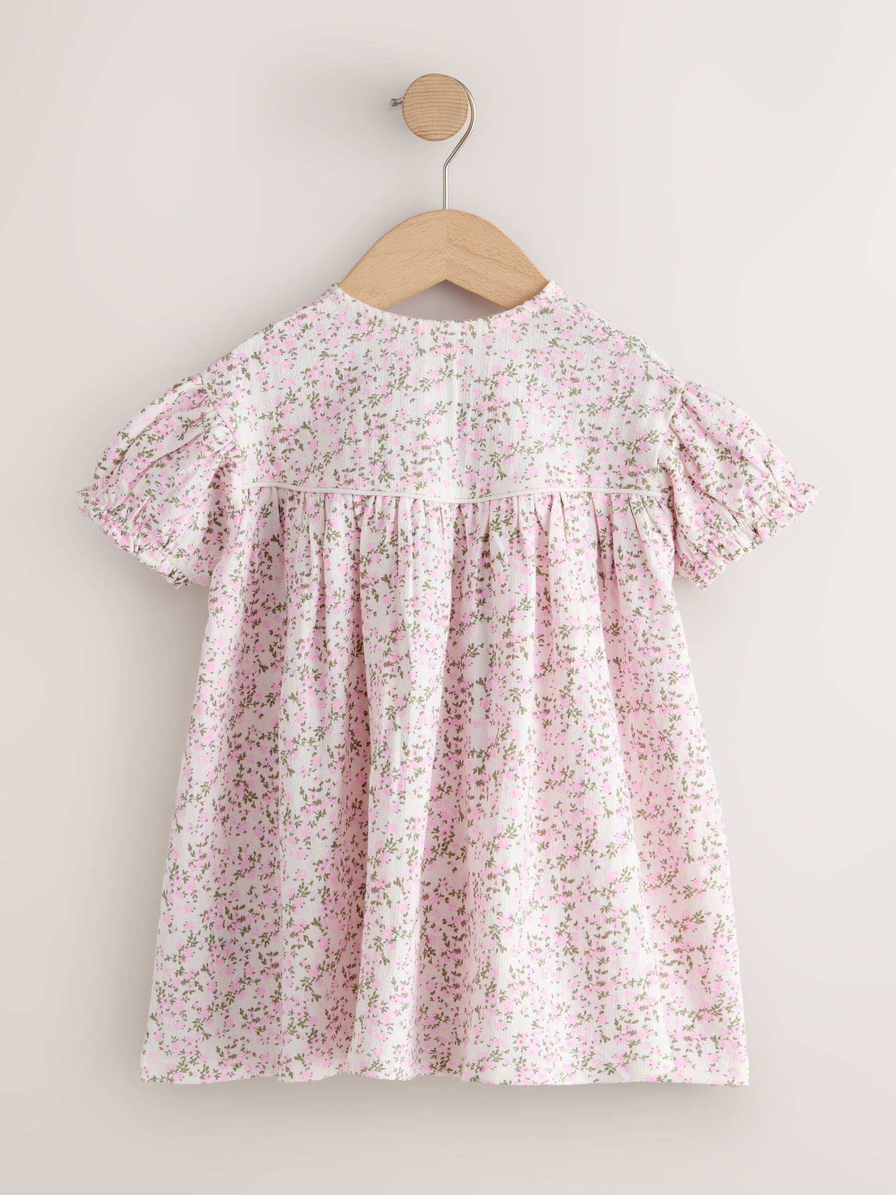 Pink Floral Button Jersey Dress (3mths-7yrs) image 6