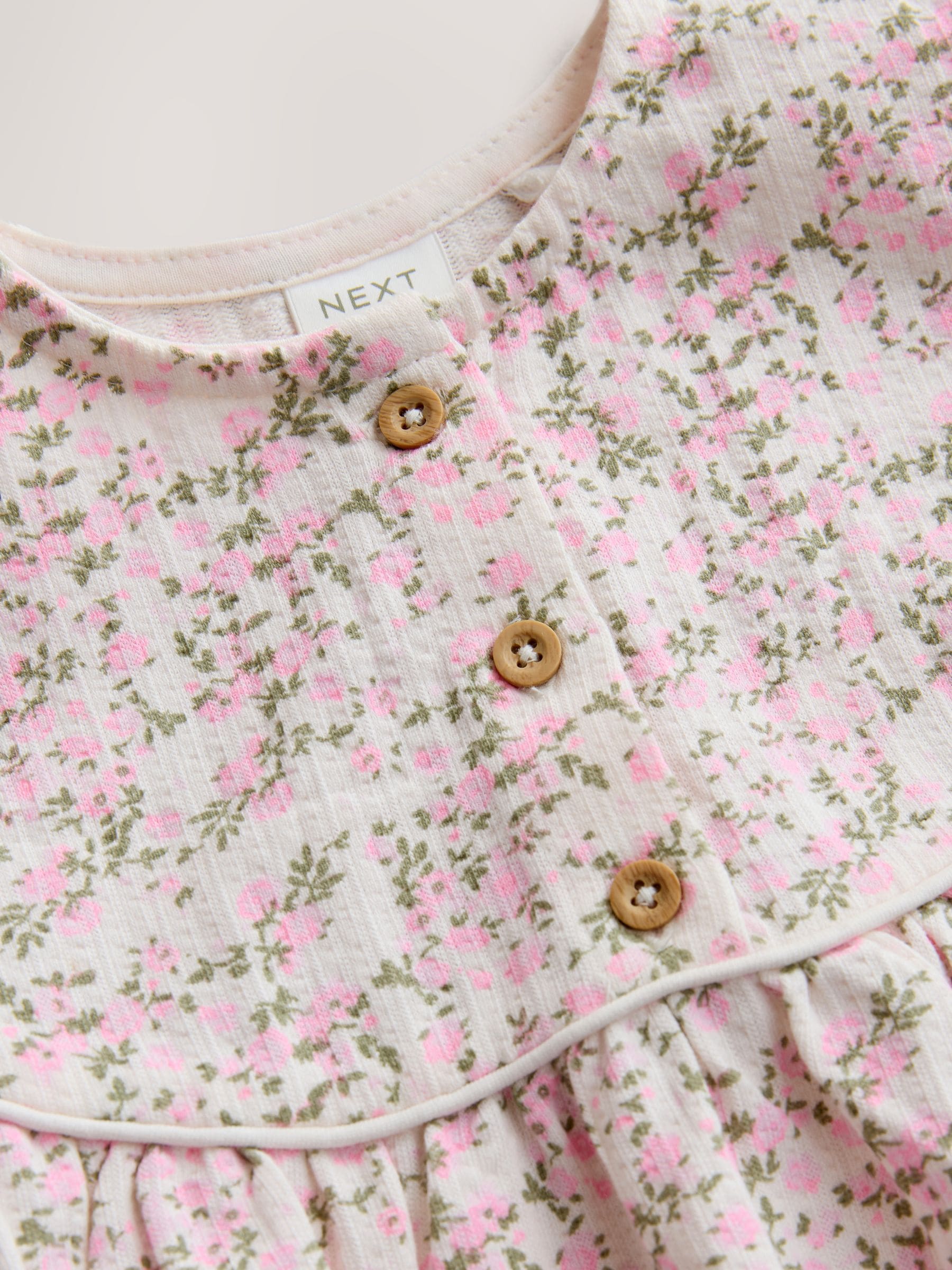 Pink Floral Button Jersey Dress (3mths-7yrs) image 7