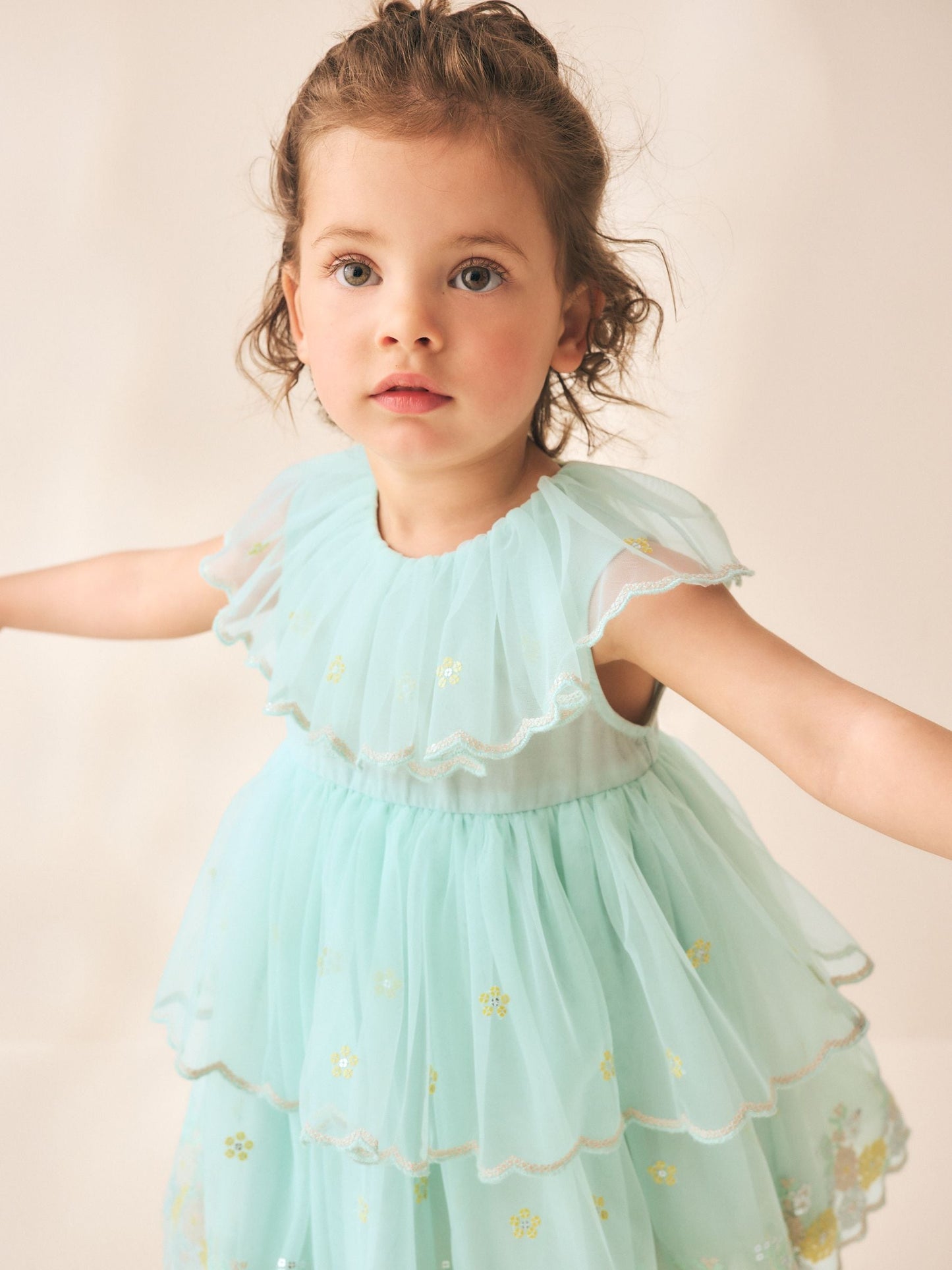 Blue Embellished Mesh Dress (3mths-7yrs) image 4