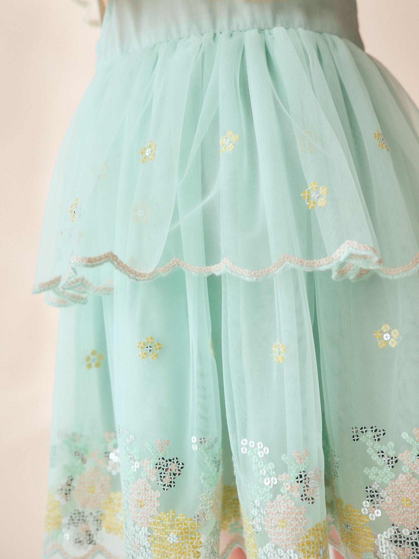 Blue Embellished Mesh Dress (3mths-7yrs) image 5