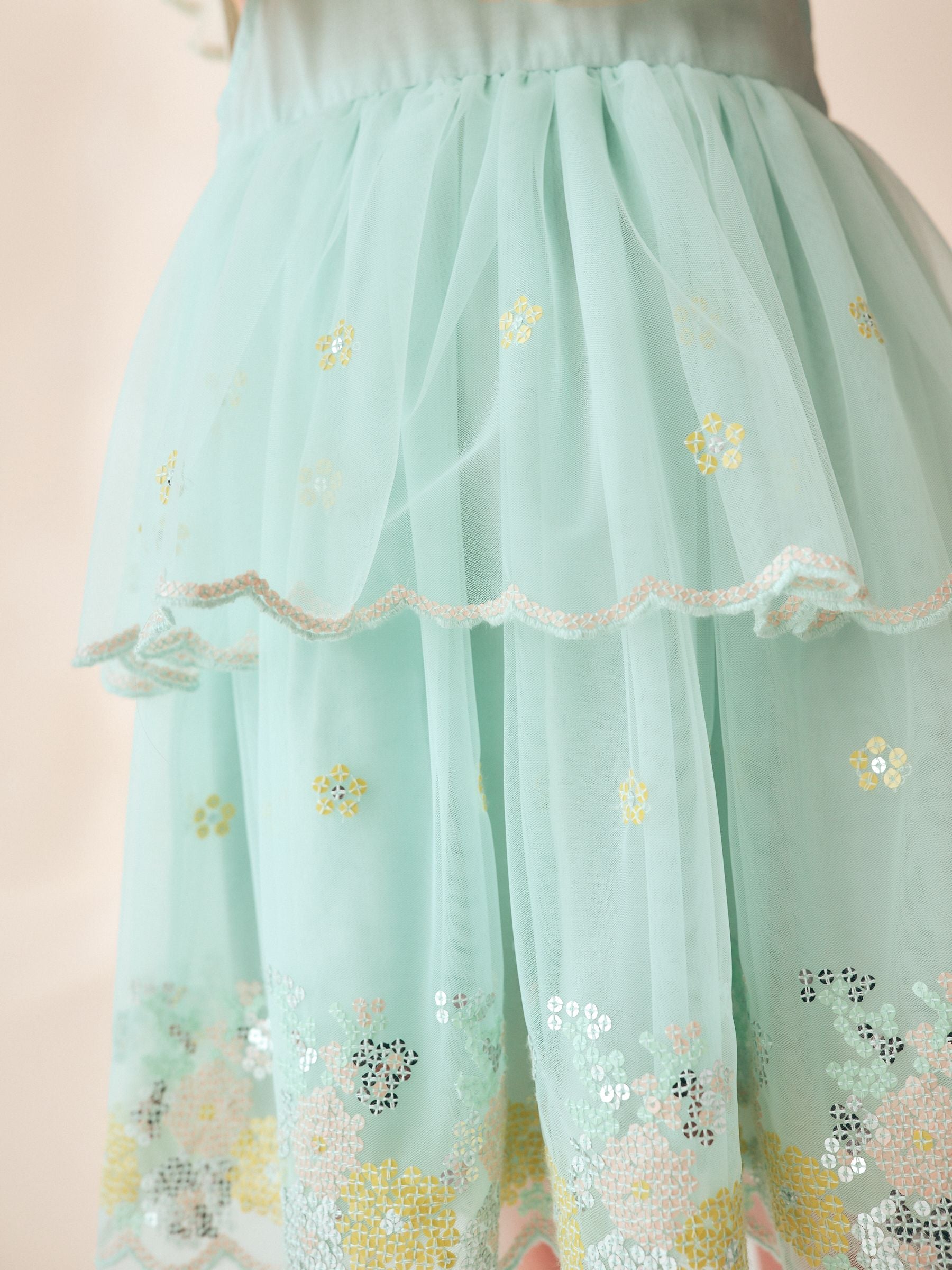 Blue Embellished Mesh Dress (3mths-7yrs) image 5