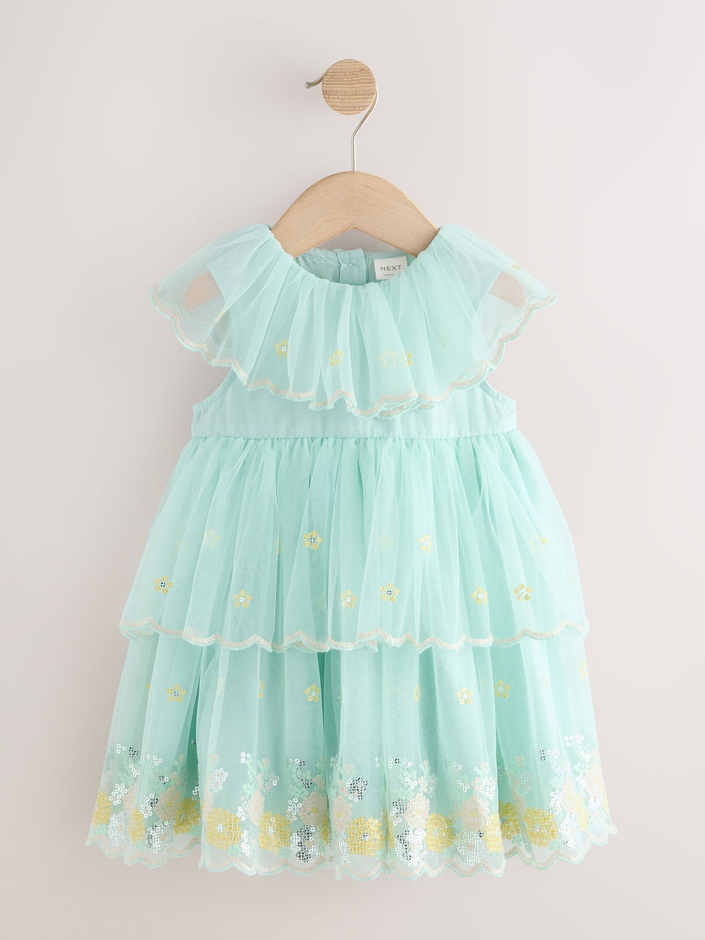 Blue Embellished Mesh Dress (3mths-7yrs) image 6