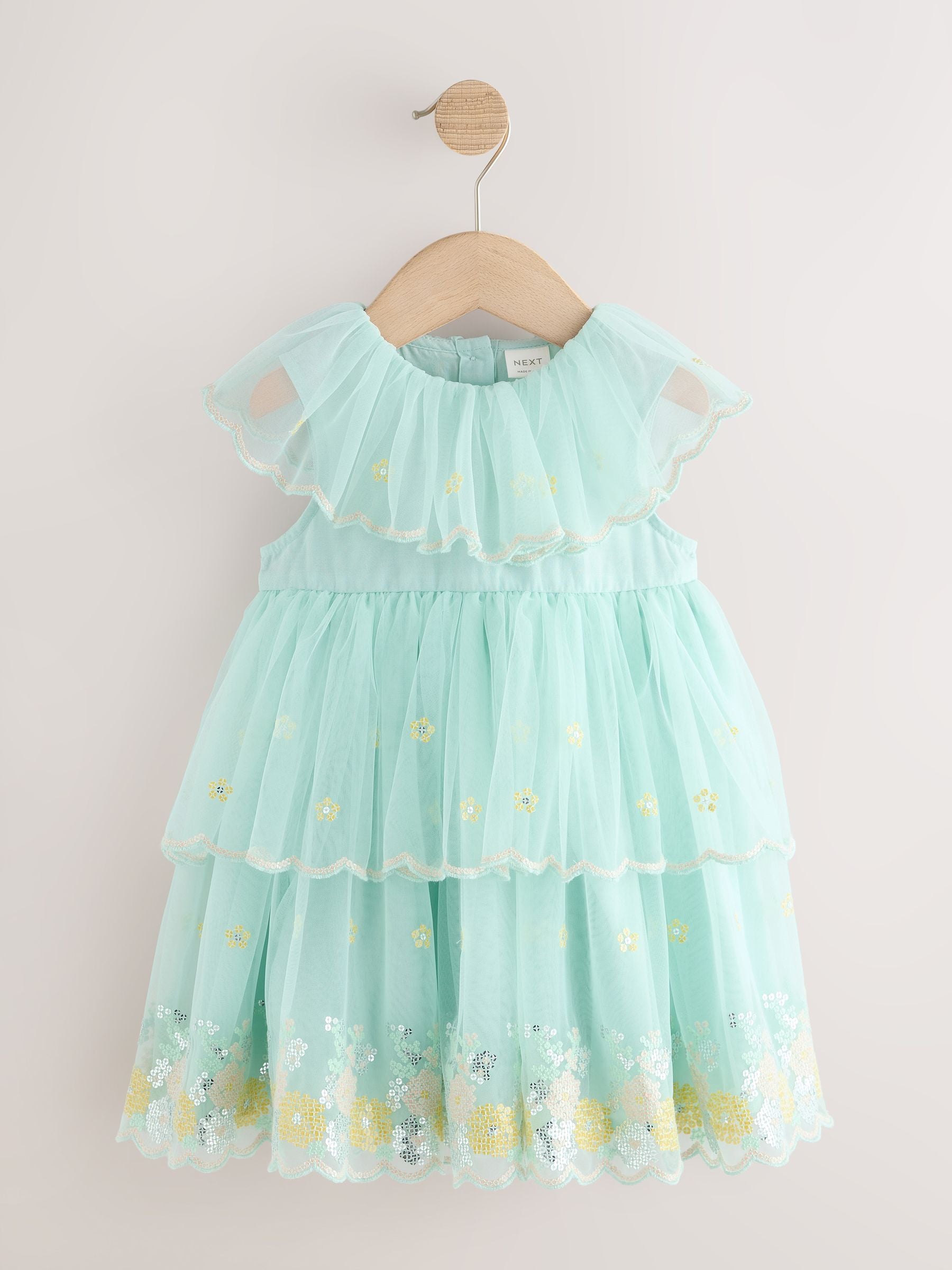 Blue Embellished Mesh Dress (3mths-7yrs) image 6